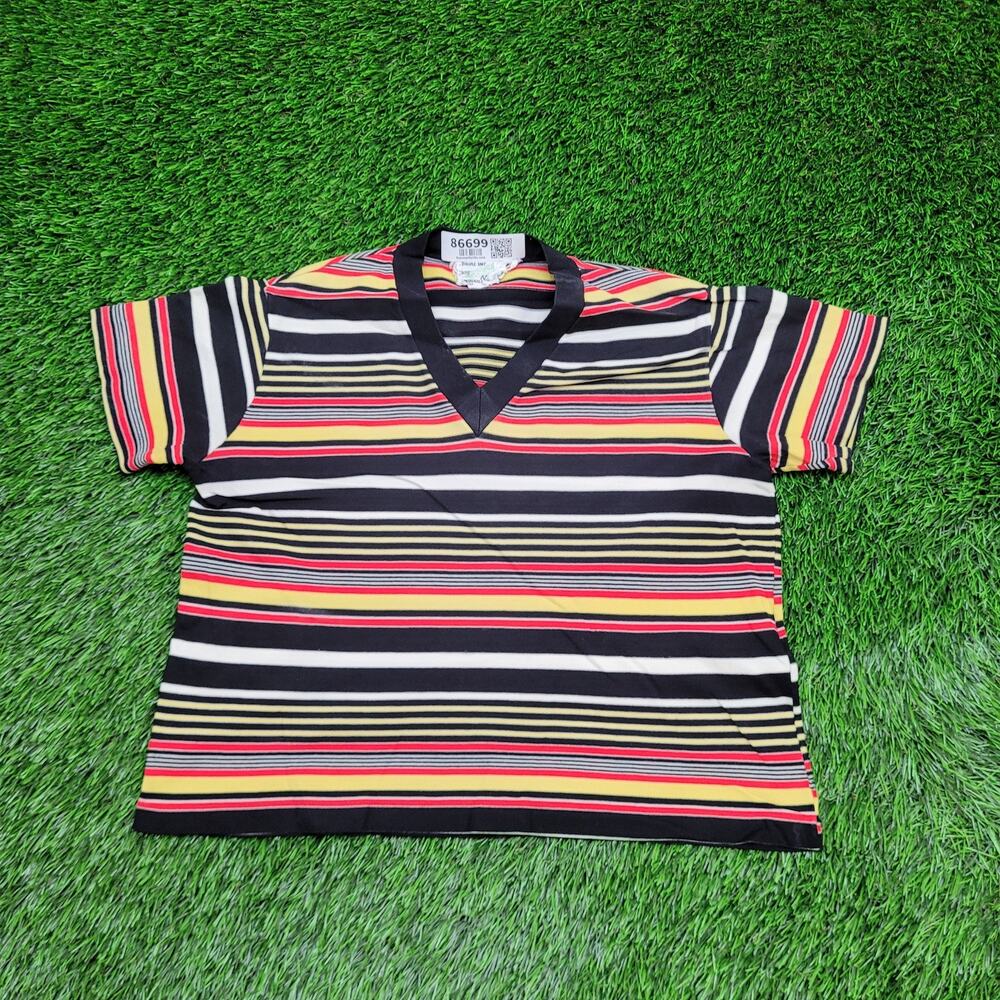 Vintage 90s MOD Striped Shirt Womens Medium 19x20 Hippie